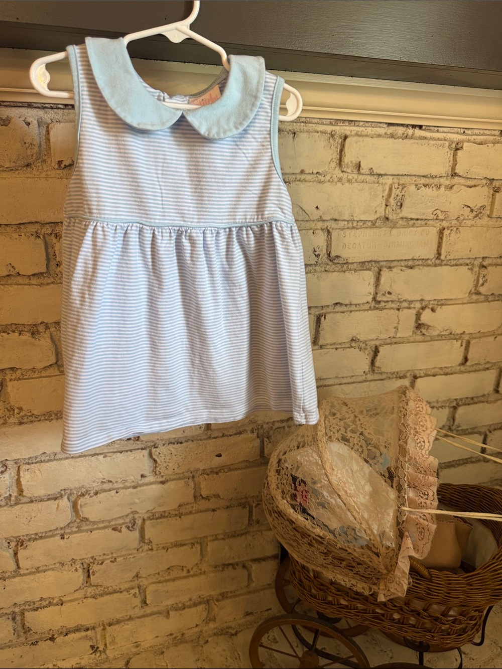 Stitchy Fish Classic Peter Pan Collar Baby Dress - Light Blue